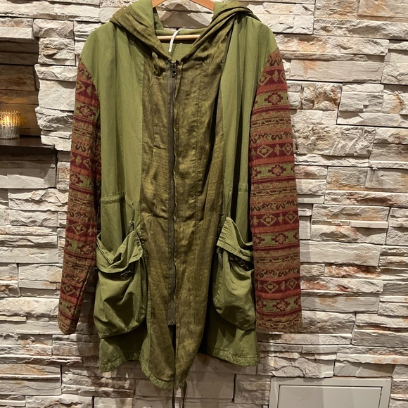 Free people Mixed Media Tapestry Jacket, , Green/ Brown, Size L - Picture 6 of 11